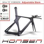 2014 carbon frame triathlon,china design bicycle frame Integrated Carbon TT Frame, adjustable stem, HM095