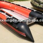 PVC rescue inflatable boat with aluminum floor and A shape bow