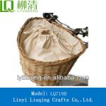 Removable wicker bicycle/bike basket and kit with lining